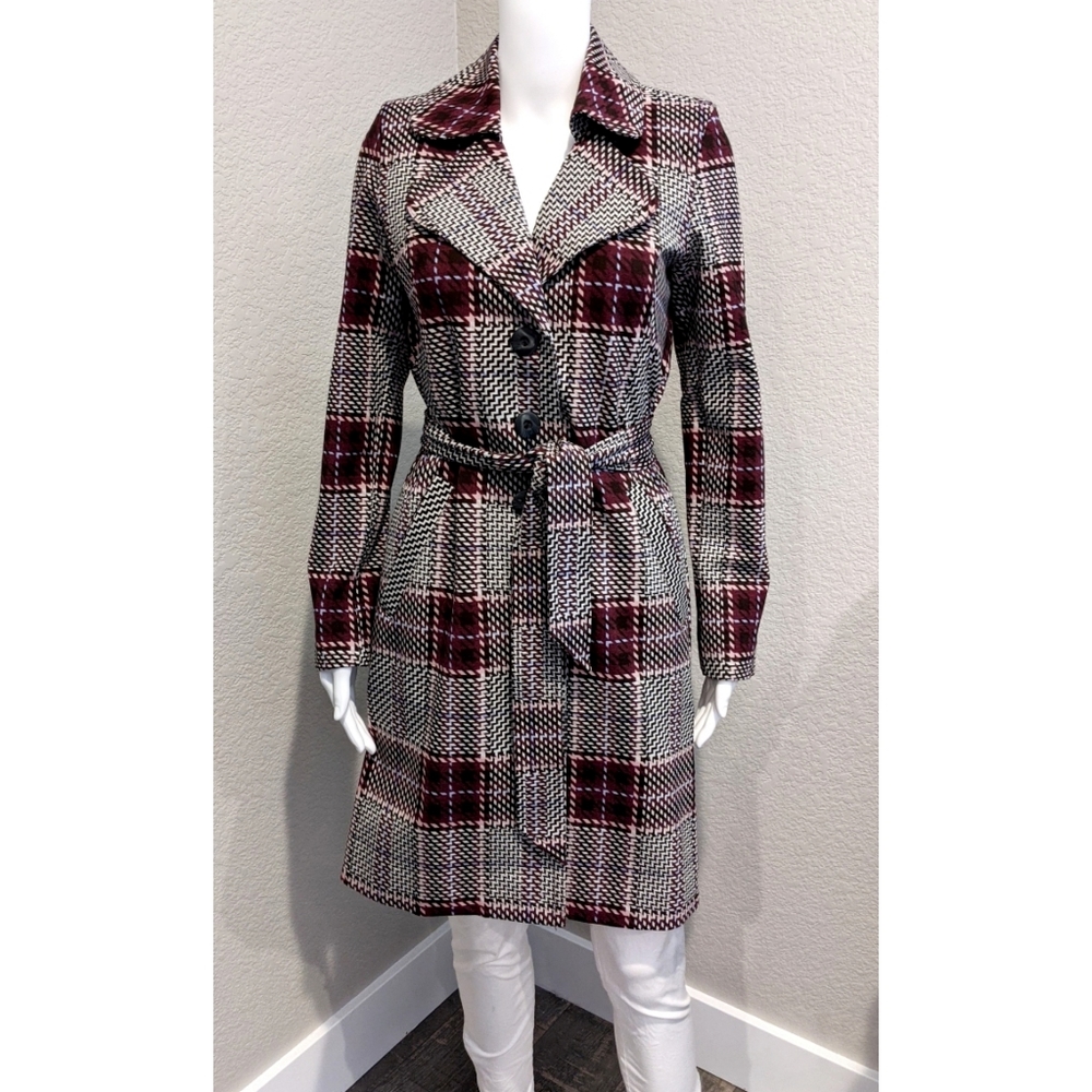 CAbi like new sovereign plaid trench coat jacket